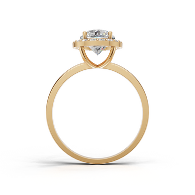 Ring Round Halo K14 Yellow Gold 1ct