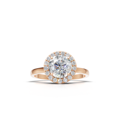 Ring Round Halo K18 Pink Gold 1ct