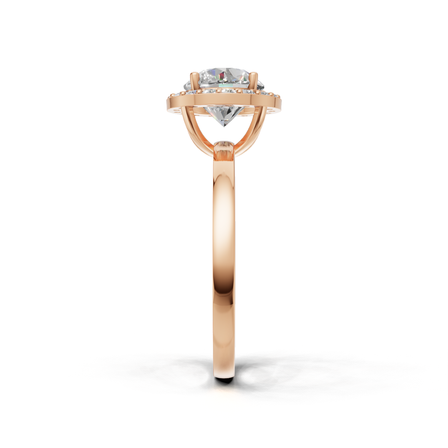 Ring Round Halo K18 Pink Gold 1ct