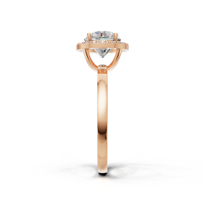 Ring Round Halo K18 Pink Gold 1ct