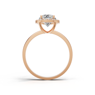 Ring Round Halo K18 Pink Gold 1ct