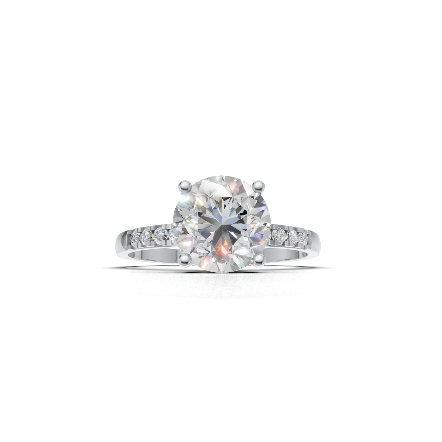 Ring Round Side Dia K14 White Gold 1ct