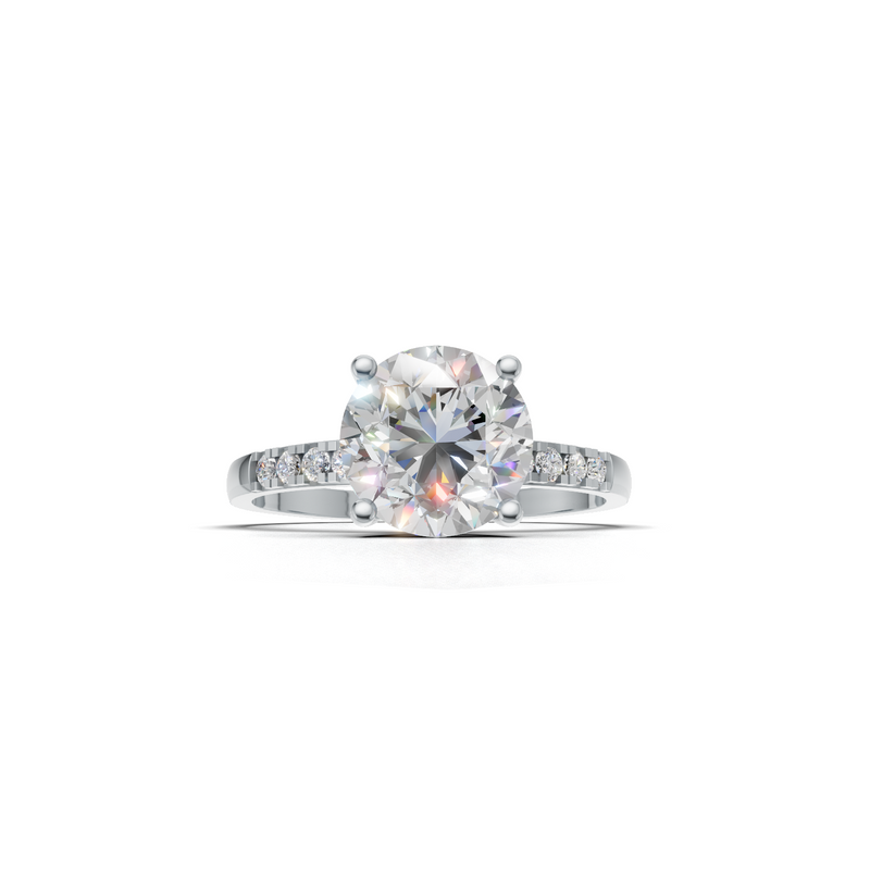 Round Lab Grown Diamond Side Stone Ring