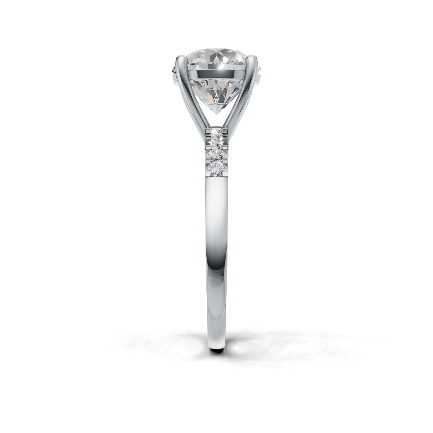Ring Round Side Dia K14 White Gold 1ct