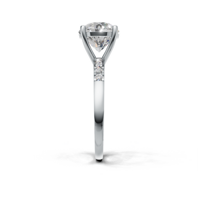 Ring Round Side Dia K14 White Gold 1ct