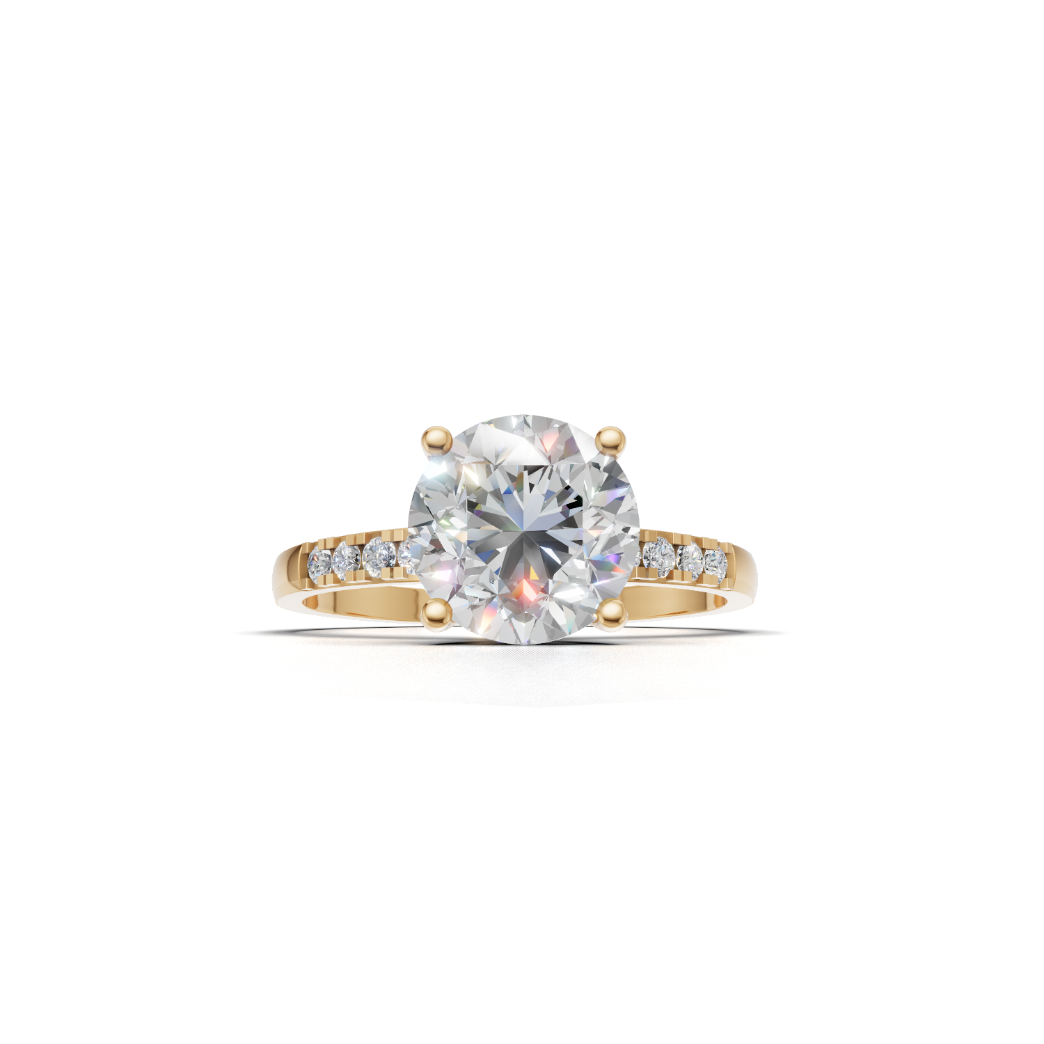 Ring Round Side Dia K14 Yellow Gold 1ct