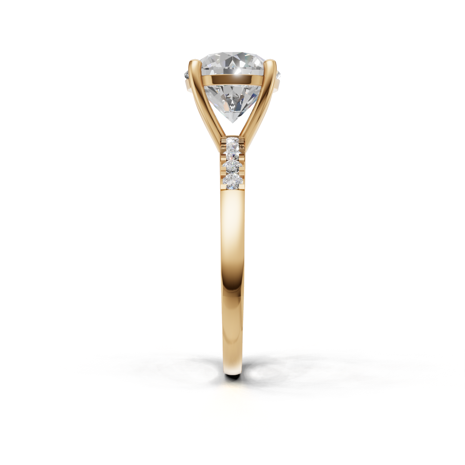 Ring Round Side Dia K14 Yellow Gold 1ct