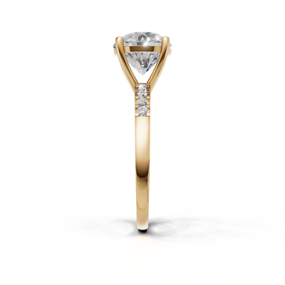 Ring Round Side Dia K14 Yellow Gold 1ct