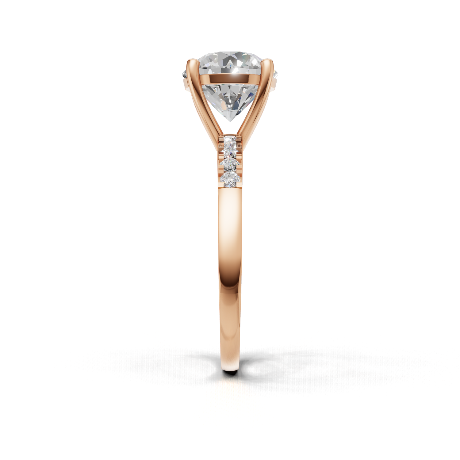 Ring Round Side Dia K18 Pink Gold 1ct
