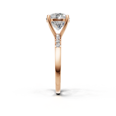 Ring Round Side Dia K18 Pink Gold 1ct