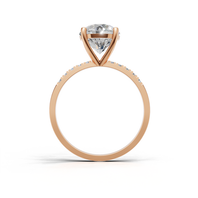 Ring Round Side Dia K18 Pink Gold 1ct