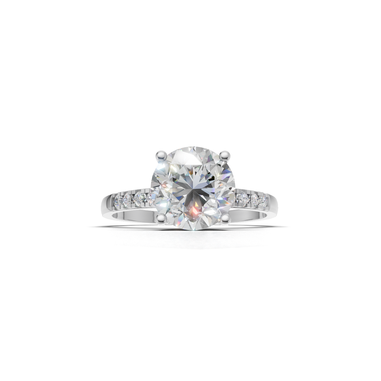 Round Lab Grown Diamond Side Stone Ring