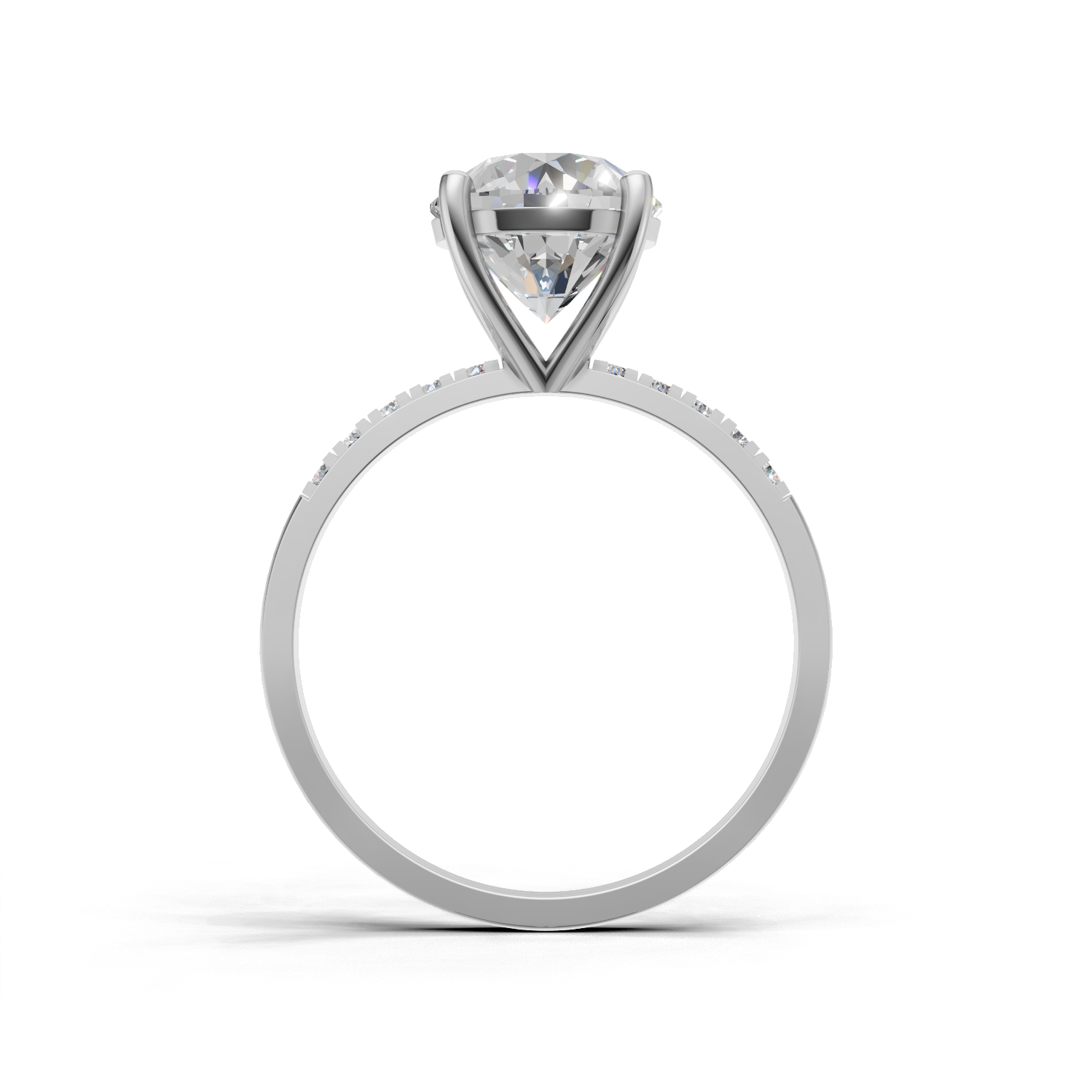 Round Lab Grown Diamond Side Stone Ring