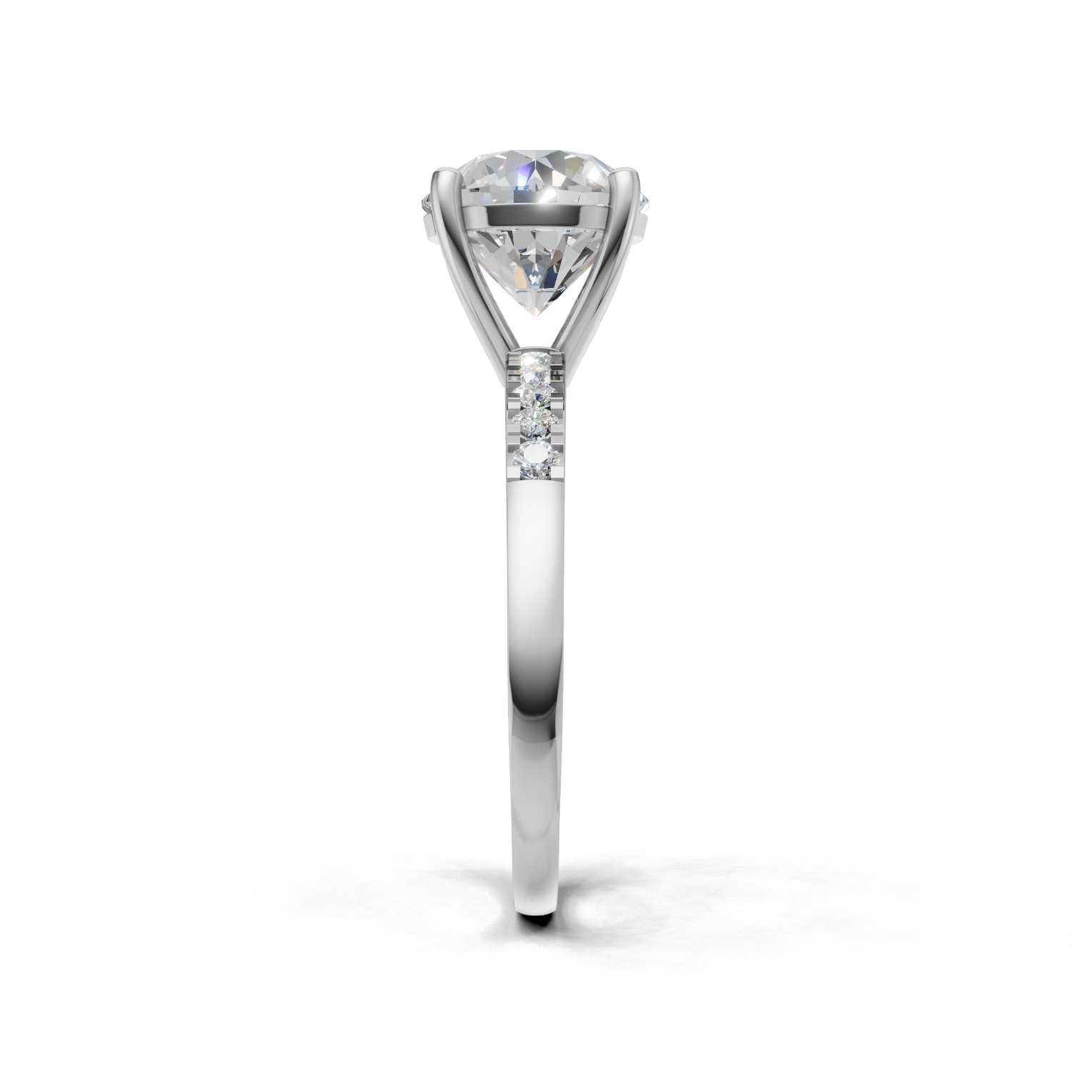 Round Lab Grown Diamond Side Stone Ring