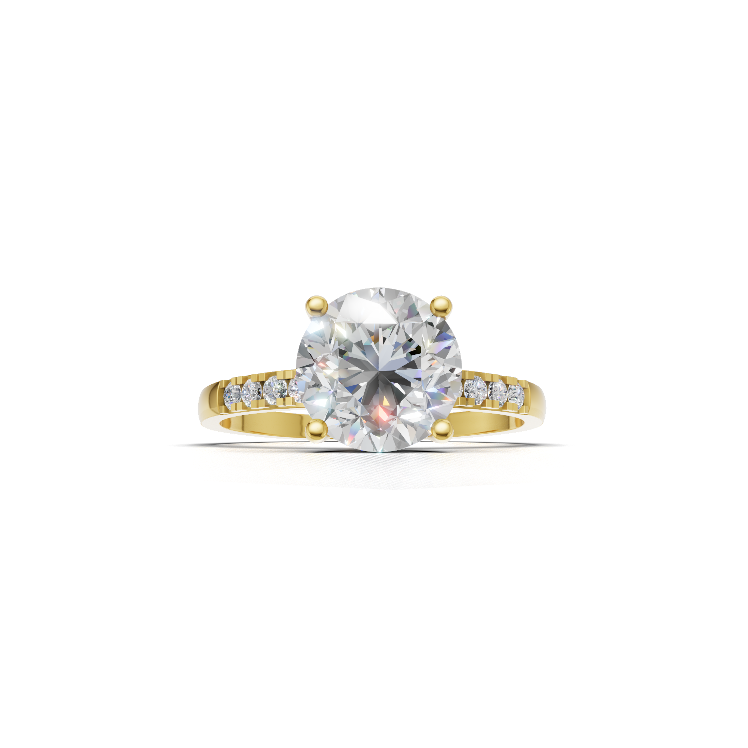Ring Round Side Dia 18k Yellow Gold 1ct
