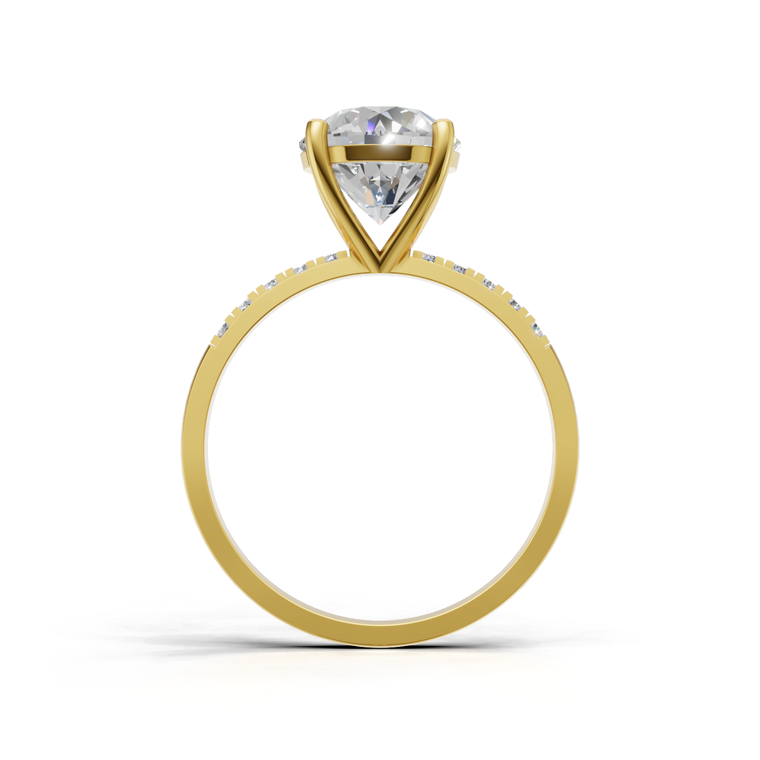 Ring Round Side Dia 18k Yellow Gold 1ct