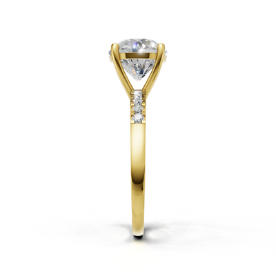 Ring Round Side Dia 18k Yellow Gold 1ct