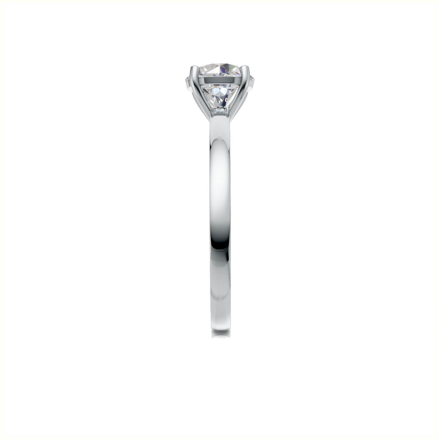 Ring Round Solitaire K14 White Gold 1ct