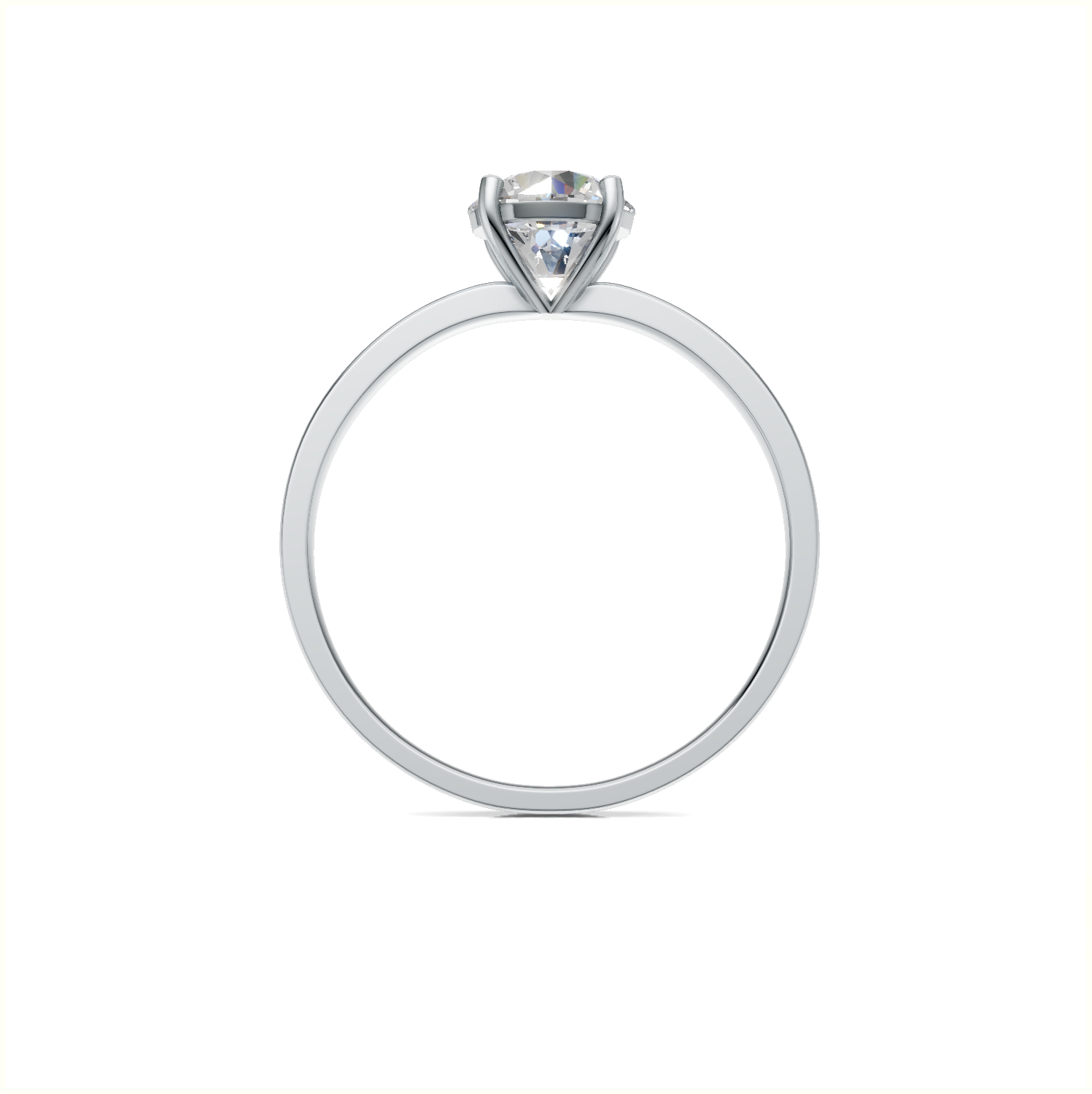 Ring Round Solitaire K14 White Gold 1ct
