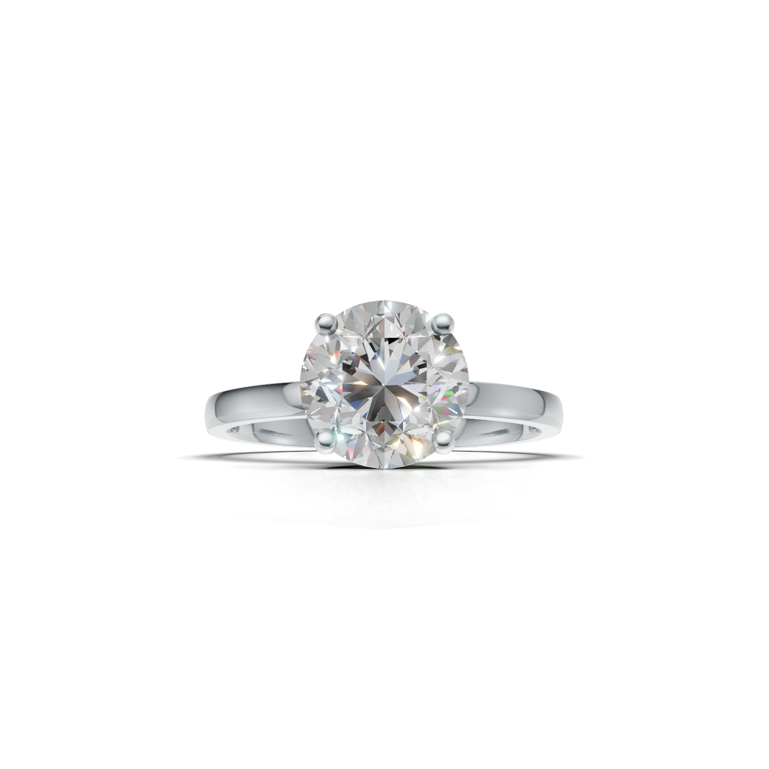 Ring Round Solitaire K14 White Gold 2ct