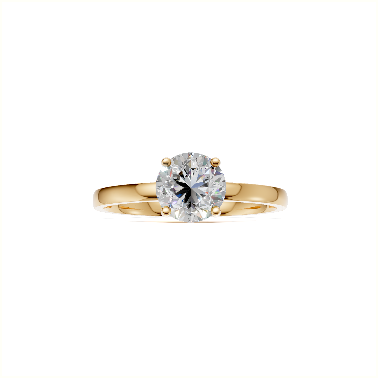 Ring Round Solitaire K14 Yellow Gold 1ct