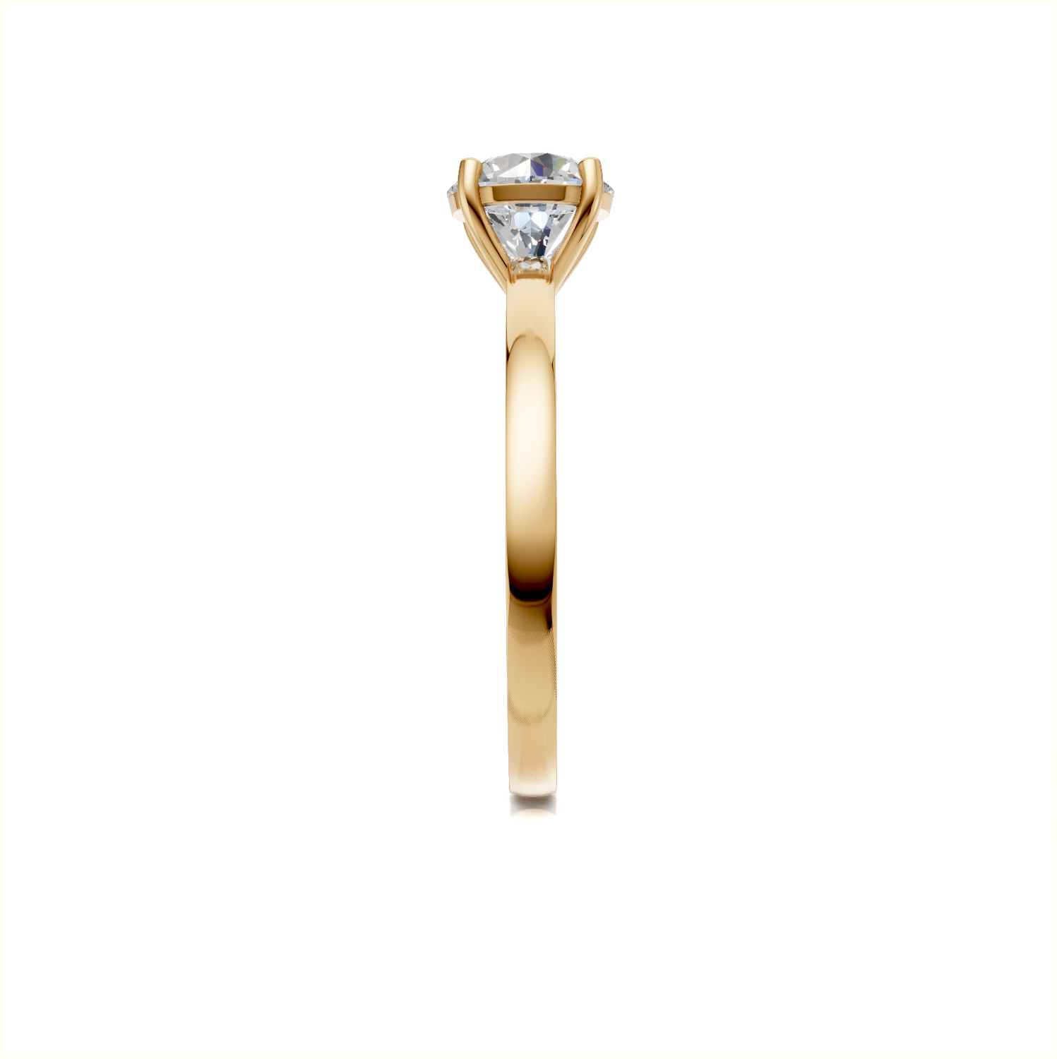 Ring Round Solitaire K14 Yellow Gold 1ct