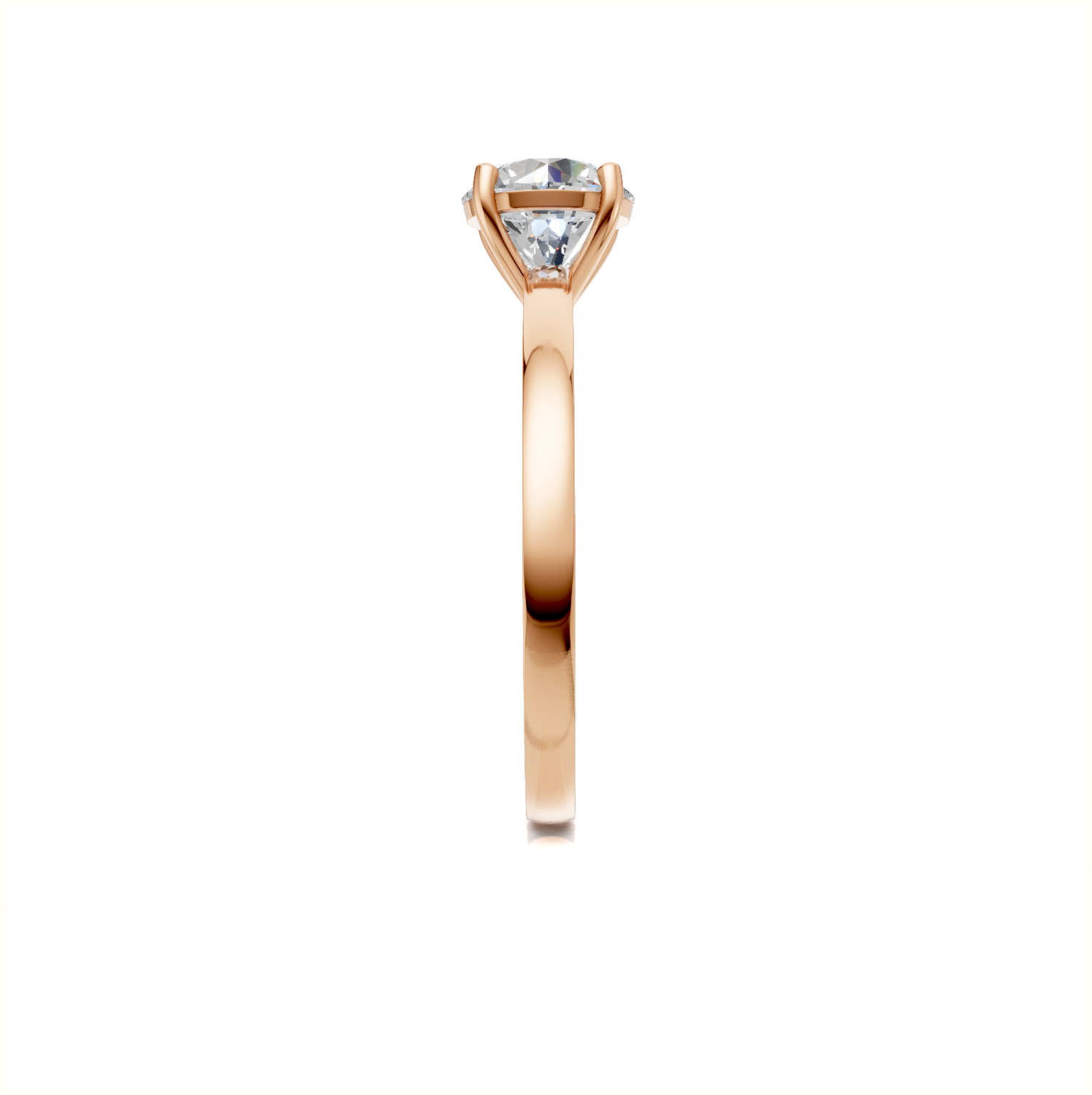 Ring Round Solitaire K18 Pink Gold 1ct