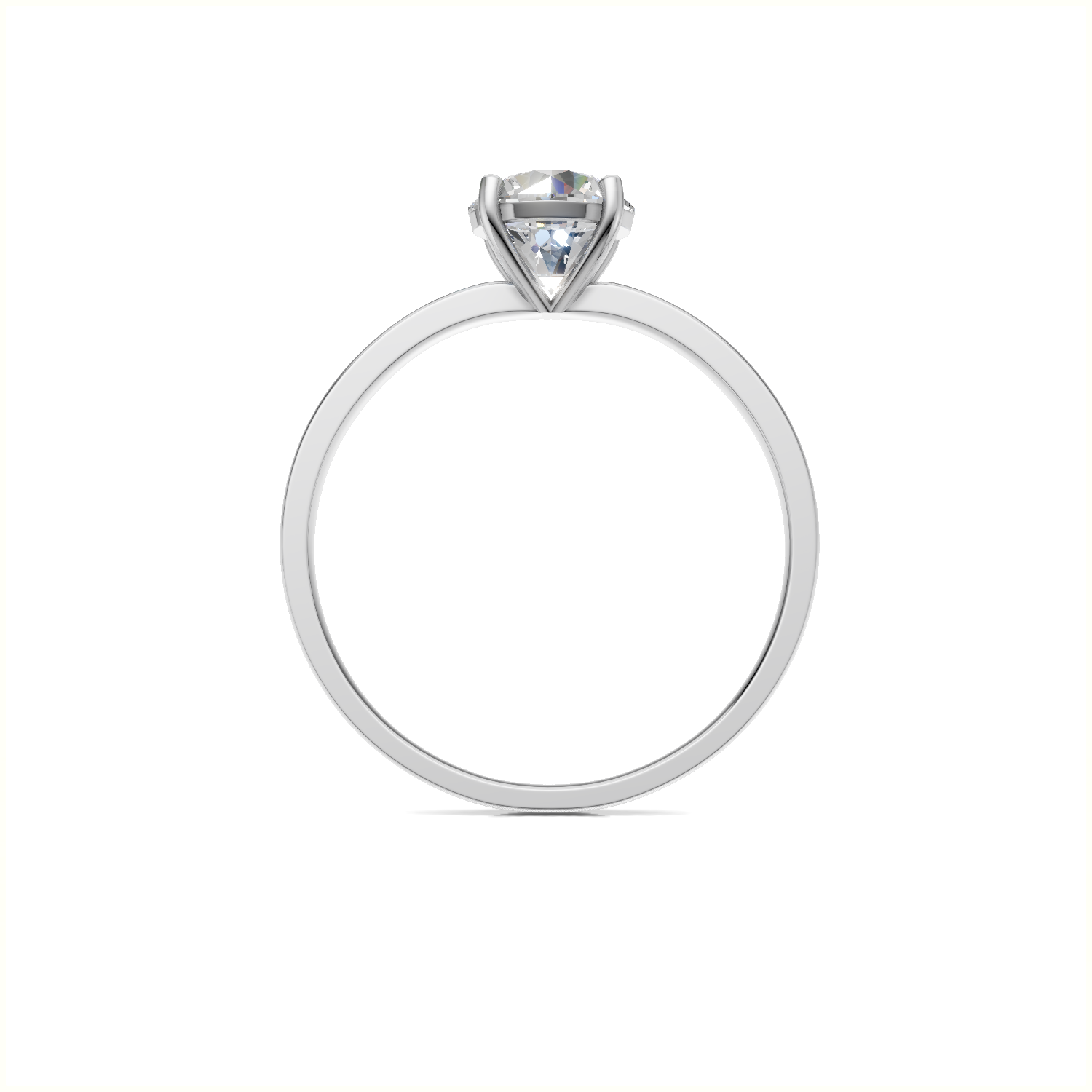 Ring Round Solitaire 18k White Gold 1ct