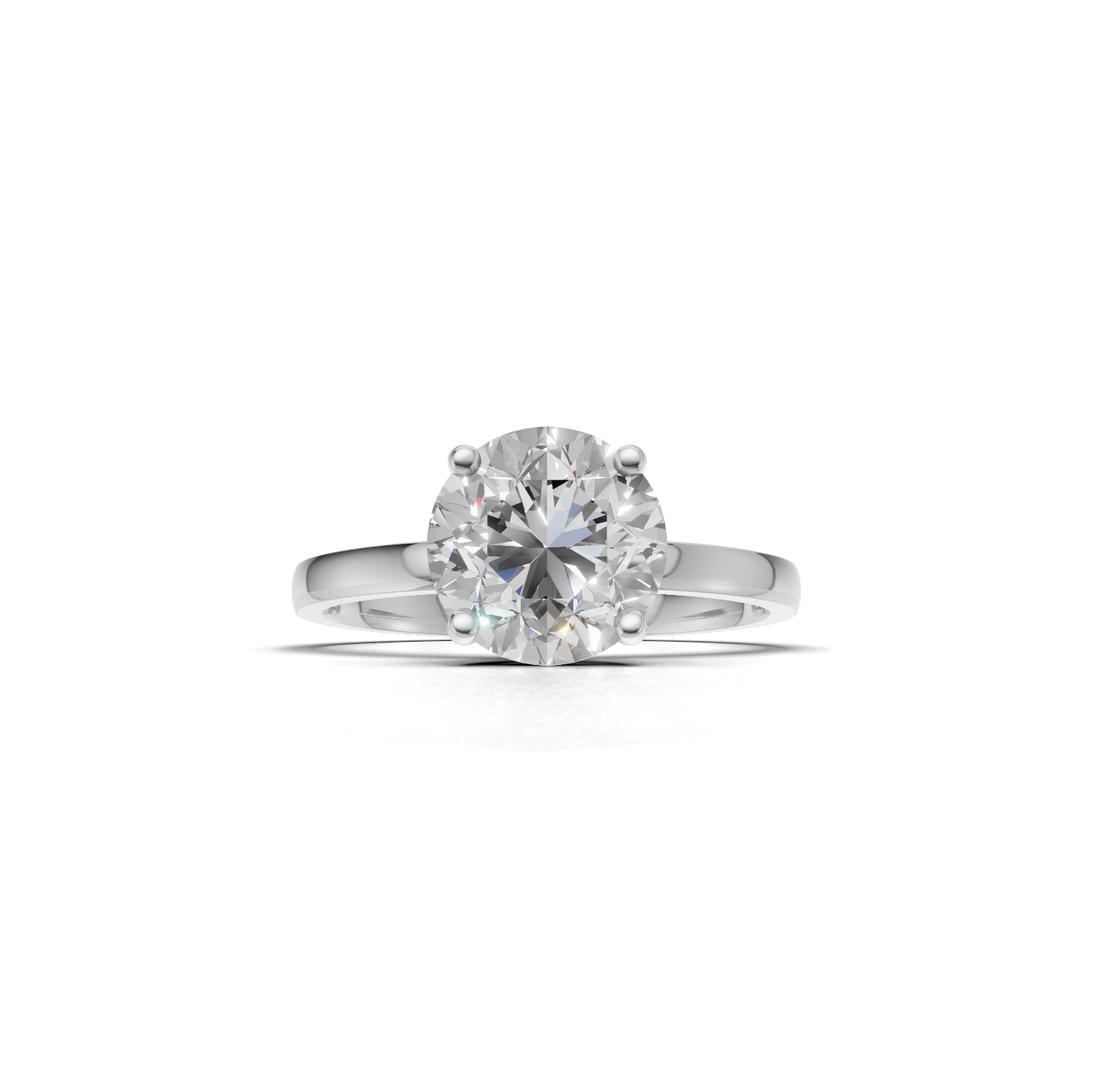 Ring Round Solitaire 18k White Gold 2ct