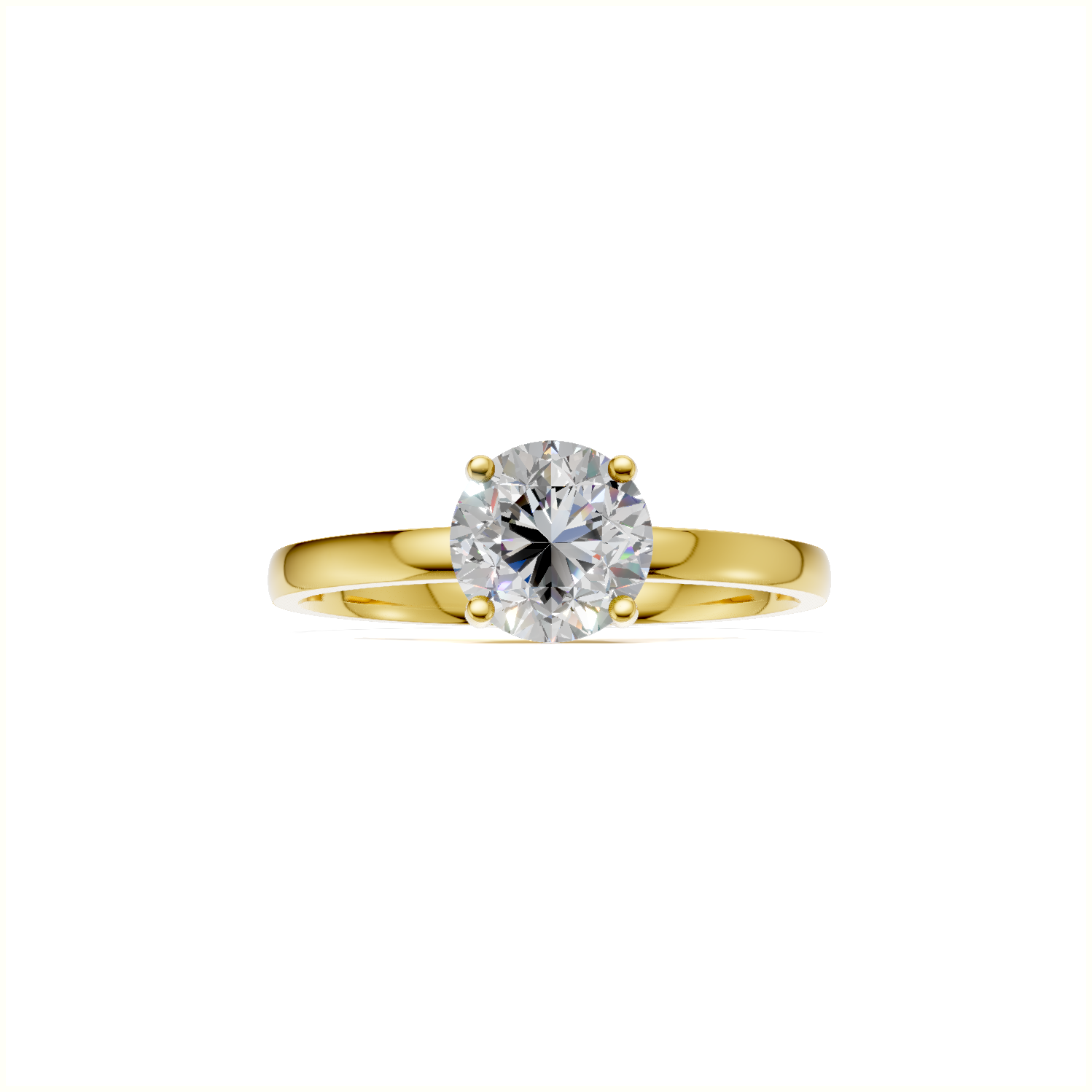 Ring Round Solitaire 18k Yellow Gold 1ct