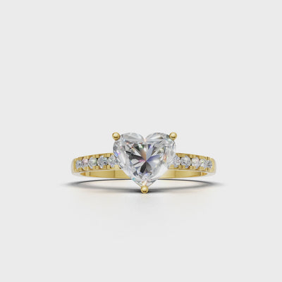 Ring Heart Side Dia 18k Yellow Gold 1ct :: RING HEART SIDE DIA 18K Yellow Gold 1ct 4.mp4