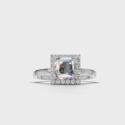 Ring Princess Halo 18k White Gold 1ct :: RING PRINCESS HALO 18K White Gold 1ct 4.mp4
