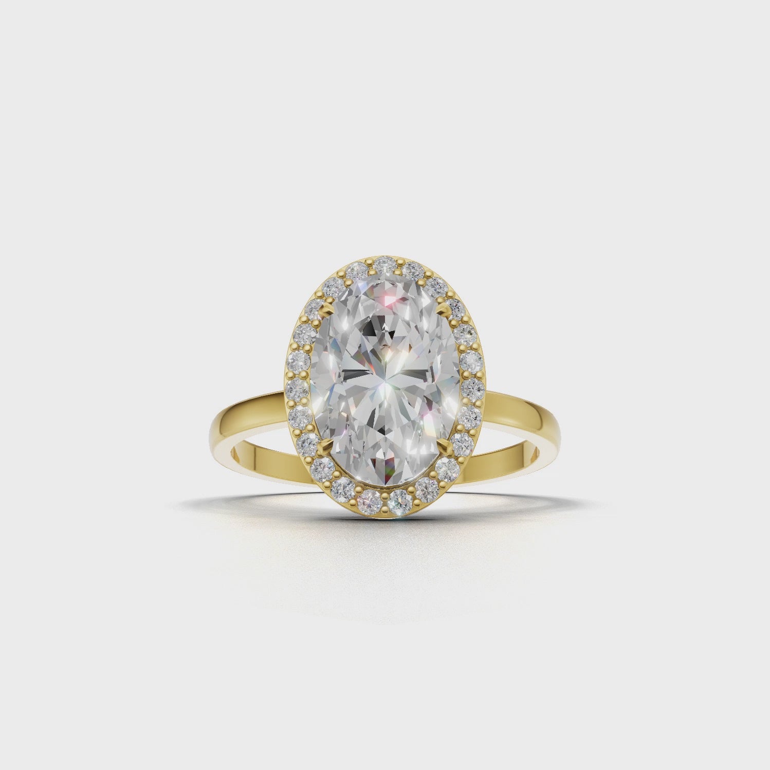Ring Oval Halo 18k Yellow Gold 1ct :: RING OVAL HALO 18K Yellow Gold 1ct 4.mp4