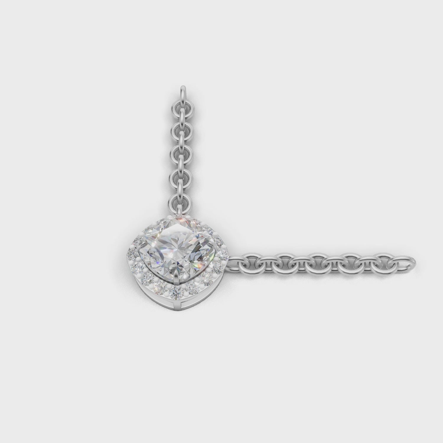 Pendant Cushion Halo 18k White Gold 1ct :: PENDANT CUSHION HALO K18 White Gold 1ct 4.mp4