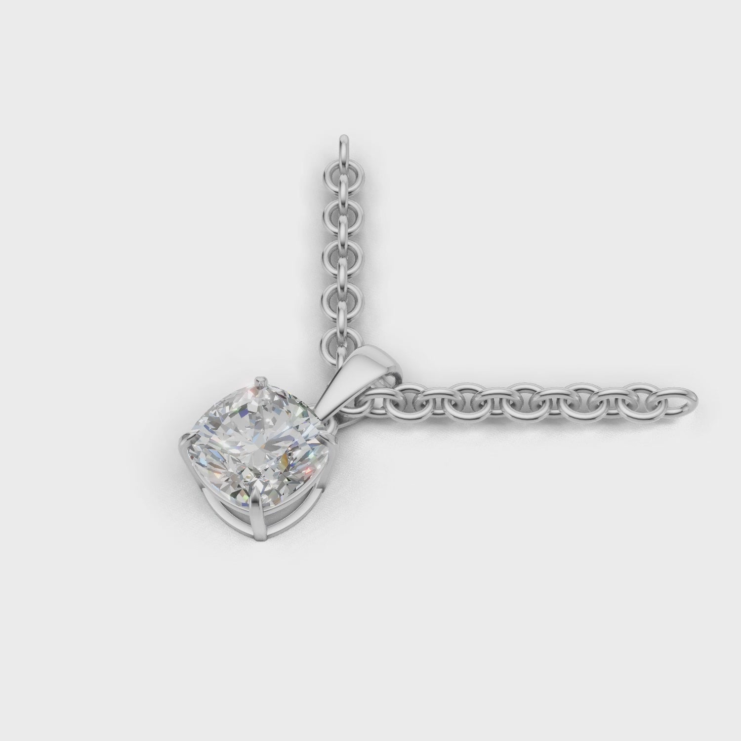 Pendant Cushion Solitaire 18k White Gold 1ct :: PENDANT CUSHION SOLITAIRE K18 White Gold 1ct 4.mp4