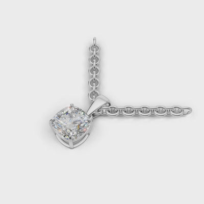 Pendant Cushion Solitaire 18k White Gold 1ct :: PENDANT CUSHION SOLITAIRE K18 White Gold 1ct 4.mp4