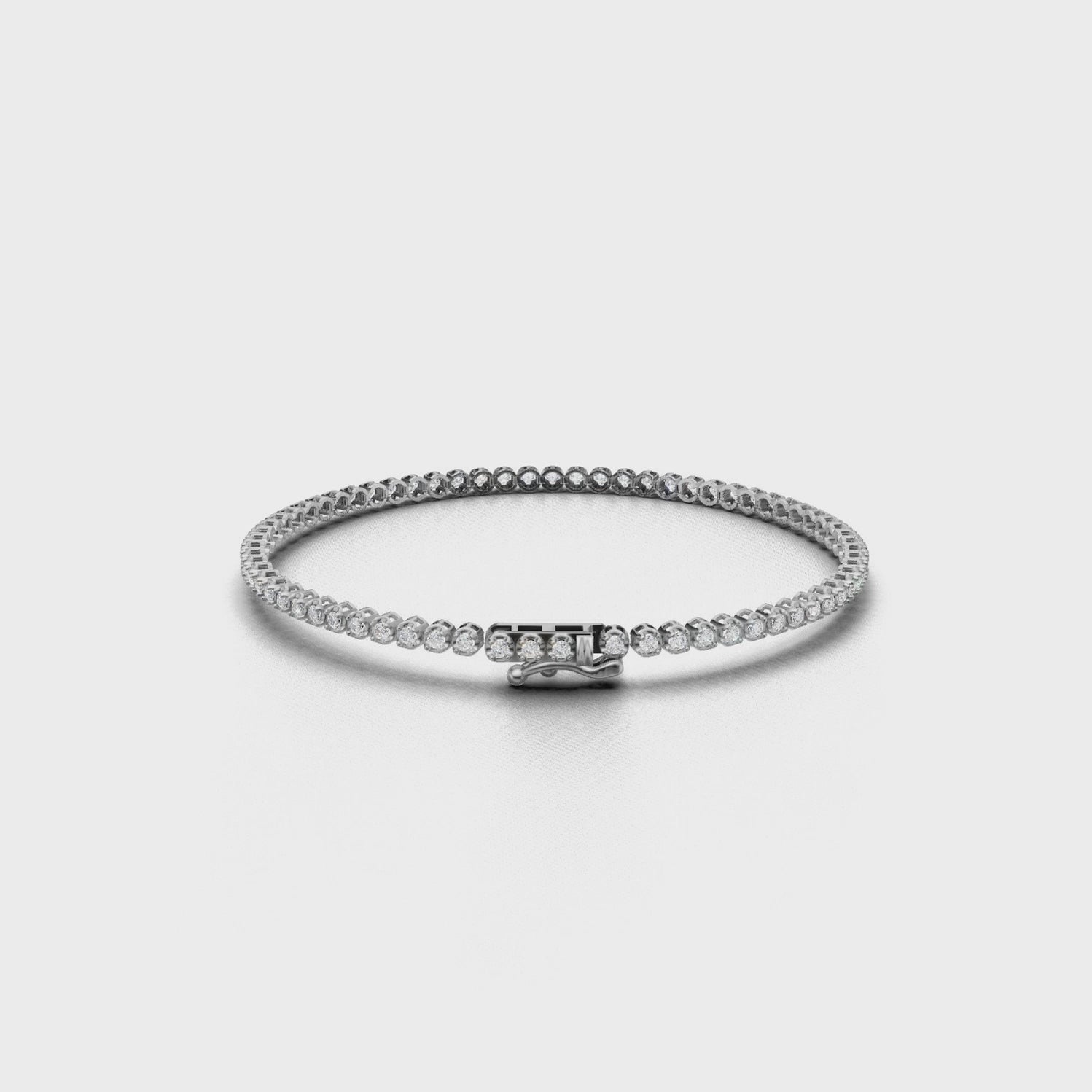 Tennis Bracelet Crown K14 White Gold 1ct :: BRACELET TENNIS CROWN K14 White Gold 1ct 4.mp4