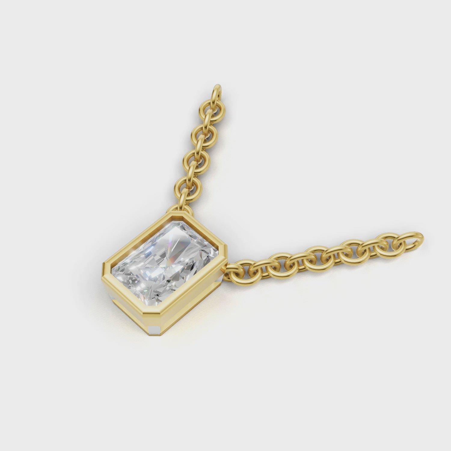 Pendant Radiant Bezel 18k Yellow Gold 1ct :: PENDANT RADIANT BEZEL K18 Yellow Gold 1ct 4.mp4