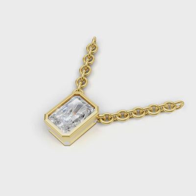 Pendant Radiant Bezel 18k Yellow Gold 1ct :: PENDANT RADIANT BEZEL K18 Yellow Gold 1ct 4.mp4