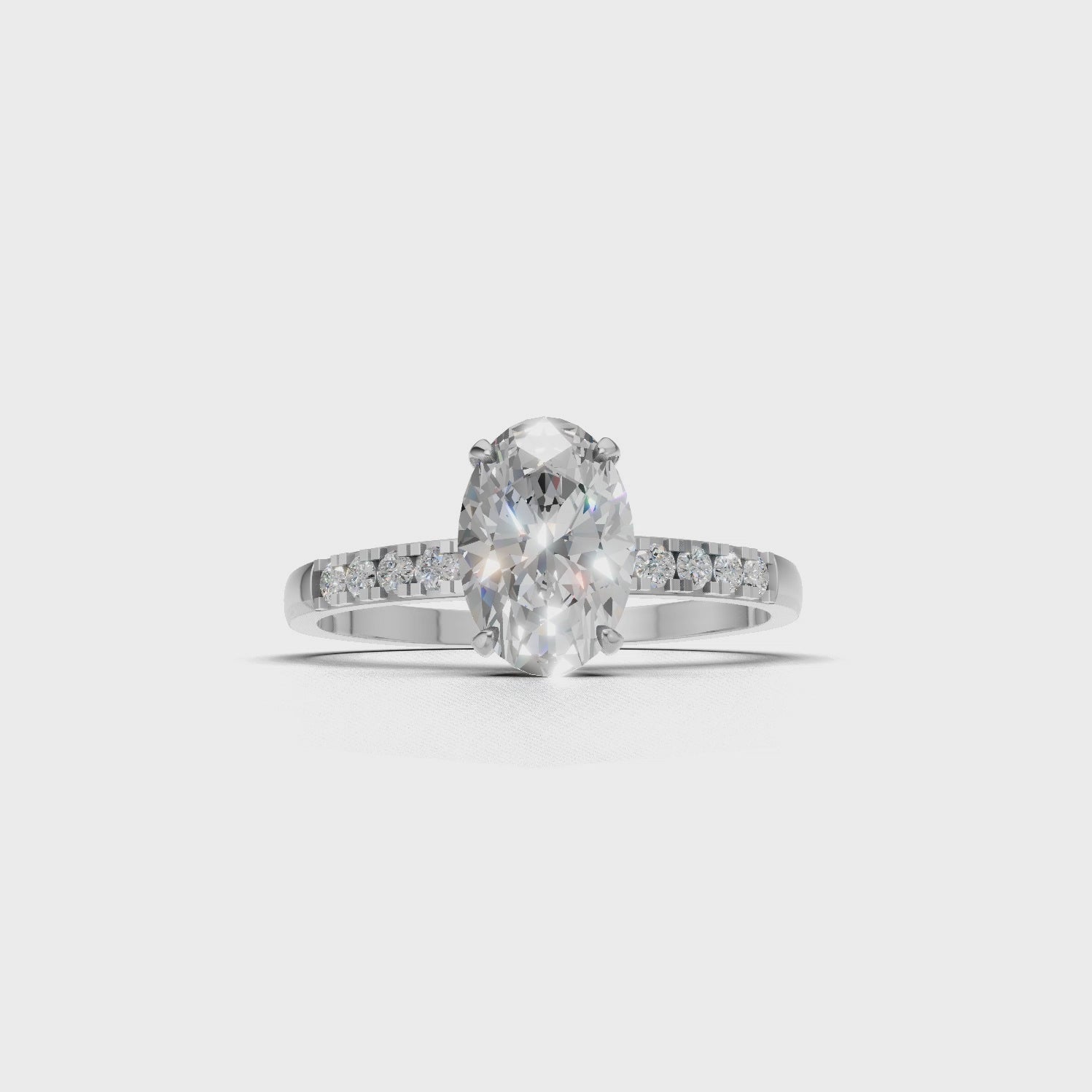 Ring Oval Side Dia 18k White Gold 1ct :: RING OVAL SIDE DIA 18K White Gold 1ct 4.mp4