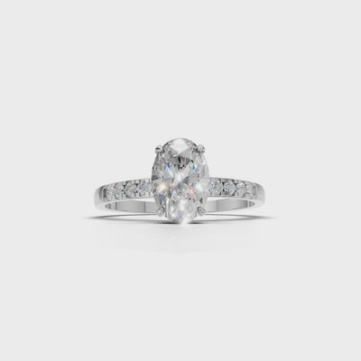 Ring Oval Side Dia 18k White Gold 1ct :: RING OVAL SIDE DIA 18K White Gold 1ct 4.mp4