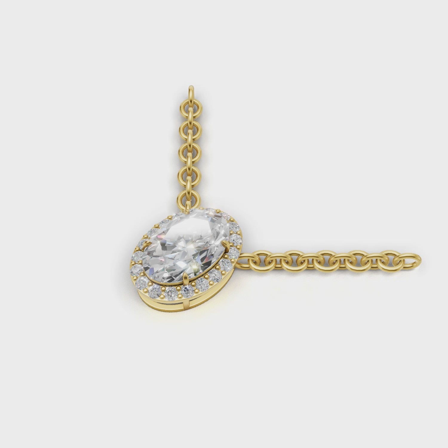 Pendant Oval Halo 18k Yellow Gold 1ct :: PENDANT OVAL HALO K18 Yellow Gold 1ct 4.mp4