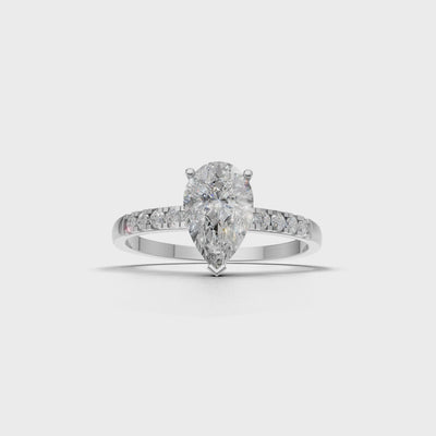 Ring Pear Side Dia 18k White Gold 1ct :: RING PEAR SIDE DIA 18K White Gold 1ct 4.mp4