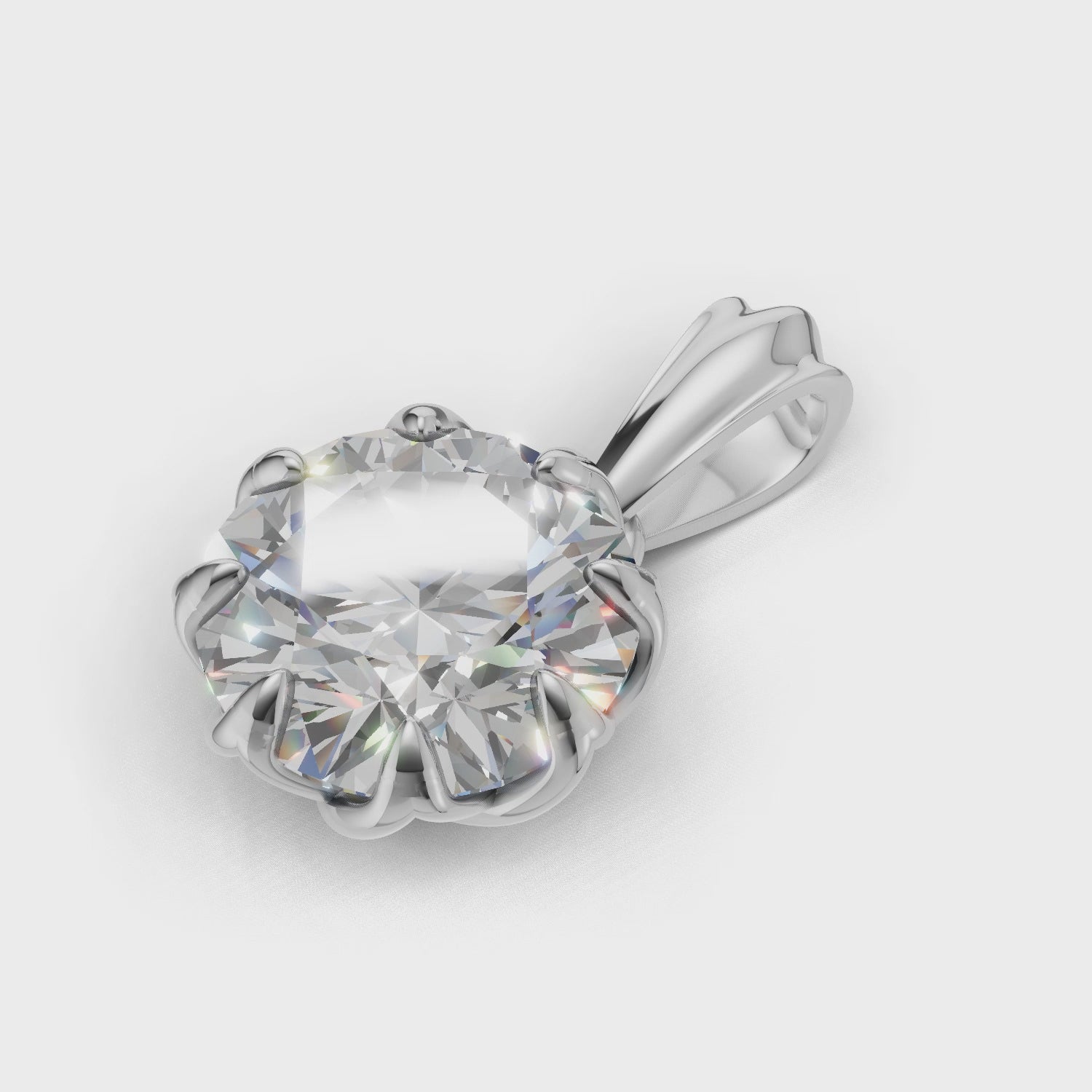Portuguese Cut Pendant Solitaire 18k White Gold 1ct :: PENDANT PORTUGUESE CUT K18 White Gold 1ct 4.mp4