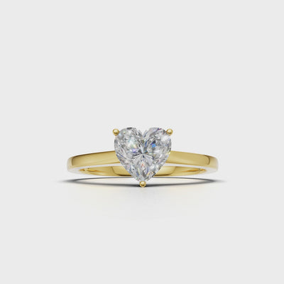 Ring Heart Solitaire 18k Yellow Gold 1ct :: RING HEART SOLITAIRE 18K Yellow Gold 1ct 4.mp4