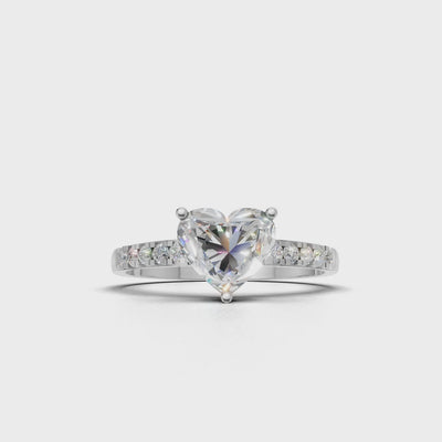 Ring Heart Side Dia 18k White Gold 1ct :: RING HEART SIDE DIA 18K White Gold 1ct 4.mp4