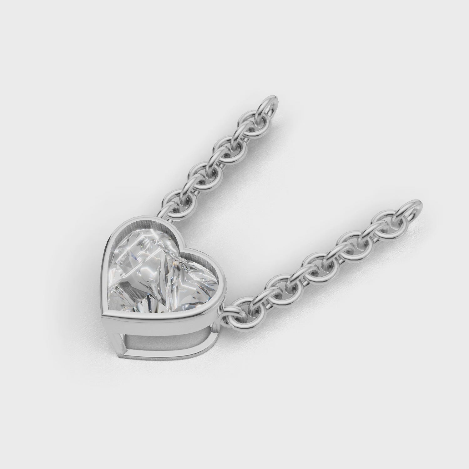 Pendant Heart Bezel 18k White Gold 1ct :: PENDANT HEART BEZEL K18 White Gold 1ct 4.mp4