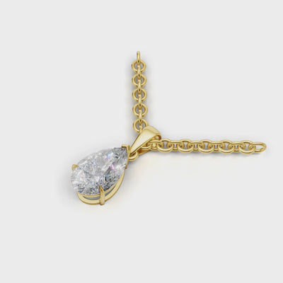 Pendant Pear Solitaire 18k Yellow Gold 1ct :: PENDANT PEAR SOLITAIRE 18K Yellow Gold 1ct 4.mp4