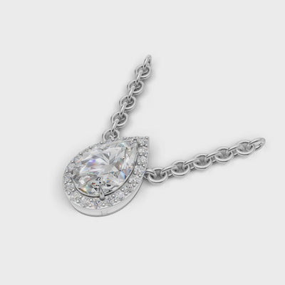 Pendant Pear Halo 18k White Gold 1ct :: PENDANT PEAR HALO K18 White Gold 1ct 4.mp4