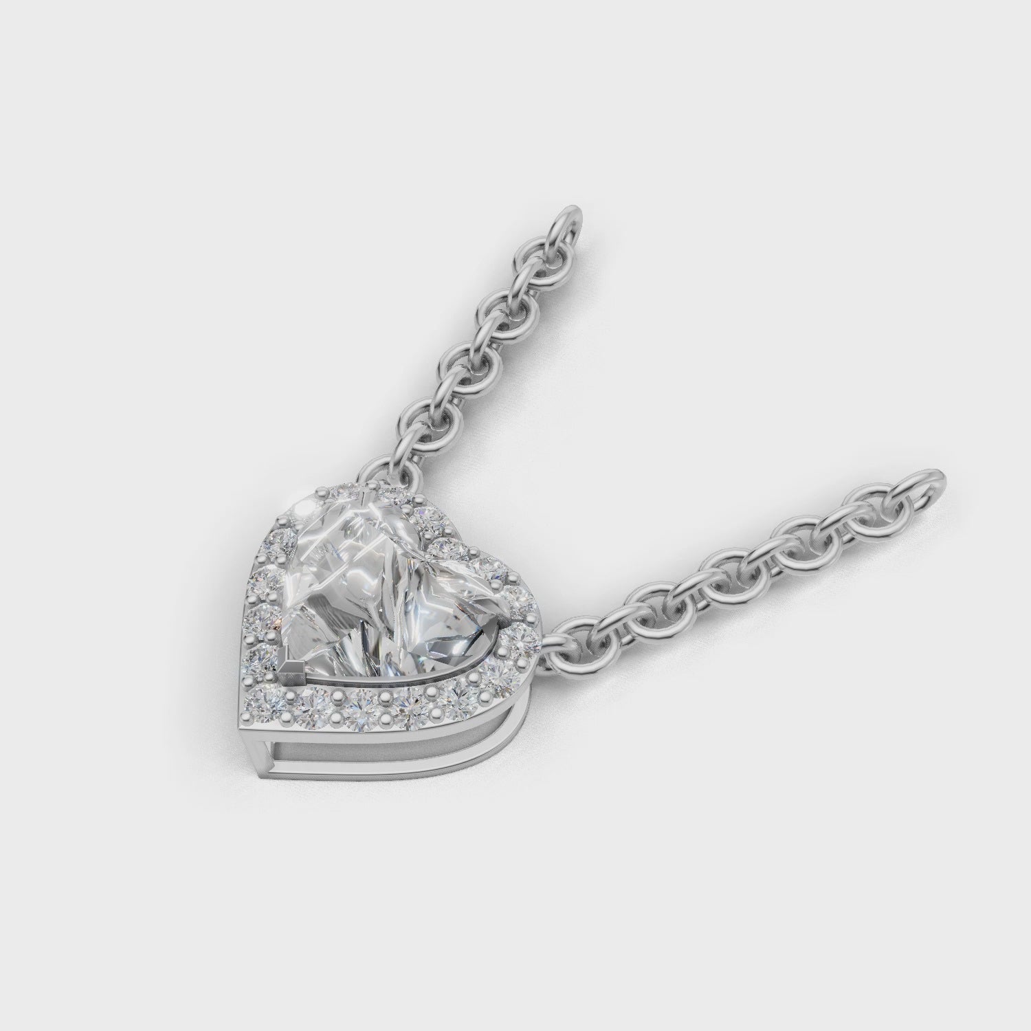 Pendant Heart Halo 18k White Gold 1ct :: PENDANT HEART HALO K18 White Gold 1ct 4.mp4
